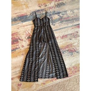 romper jumpsuit with maxi skirt overlay